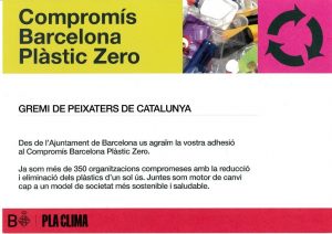 El Gremi rep el reconeixement de l'ajuntament per l'adhesió al Comprimís Barcelona plàstic Zero