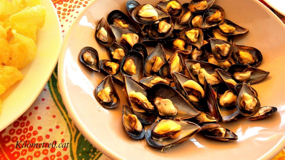 Musclos de roca en aigua de mar